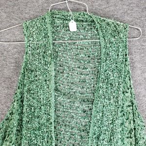 Cheppu Open Cardigan One Size Green Crochet Knit Long Front Popcorn Yarn